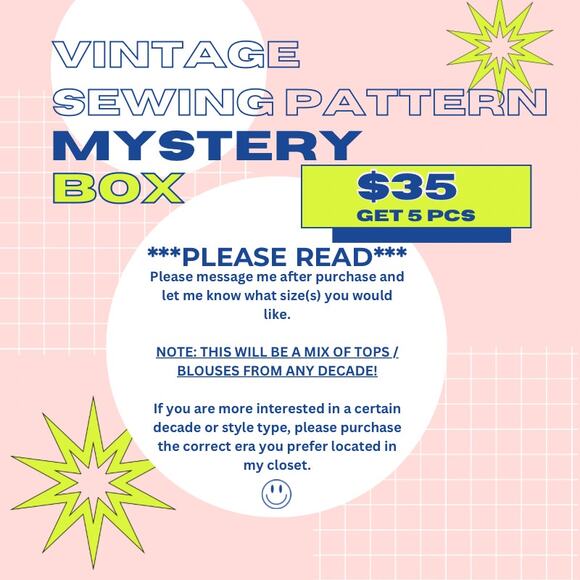 Vintage Sewing Pattern Mystery Box WOMEN Tops 5 for $35 1960s - Y2K Any Decade - Picture 2 of 2